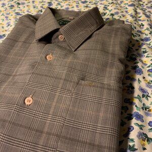 Vintage Yulong Gray Plaid Button Up Shirt | 90s Long Sleeve | Unisex Medium